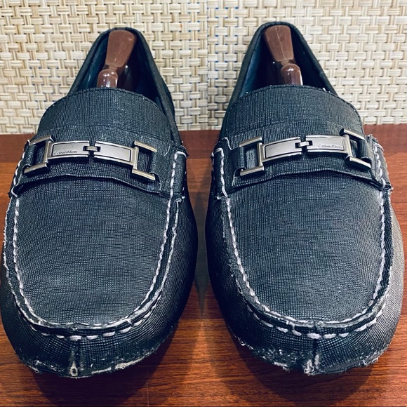 🌟HP🌟GUC Calvin Klein Morrie Black Textured Leather Driving Moccasins Loafers… - Picture 9 of 9